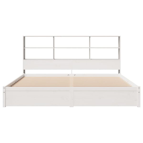 vidaXL Bookcase Bed without Mattress White 180x200cm Super King Solid Wood Pine