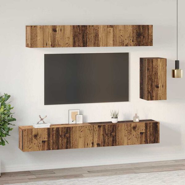 vidaXL TV Cabinet Set with Drawer 6 pcs Old Wood Engineered Wood