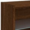 vidaXL Bedside Cabinets with LED Lights Wall-mounted 2 pcs Brown Oak