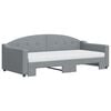 vidaXL Daybed with Trundle and Mattresses Light Grey 90x190 cm Fabric