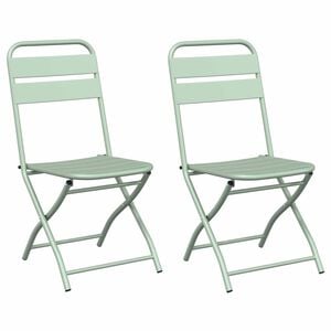 vidaXL Garden Folding Chair 2 pcs Light Mint Powder-Coated Steel