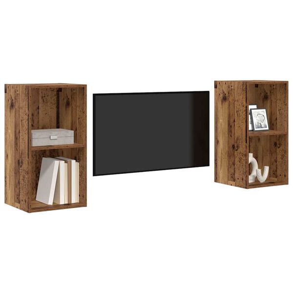 vidaXL TV Cabinet Set 2 pcs Old Wood 37 x 37 x 72 cm Engineered Wood