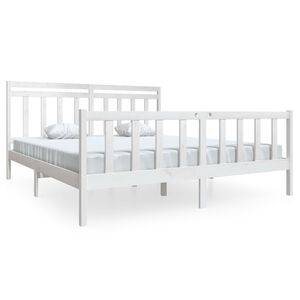 vidaXL Bed Frame without Mattress White Super King Solid Wood