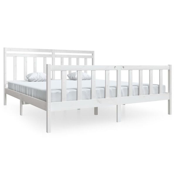 vidaXL Bed Frame without Mattress White Super King Solid Wood