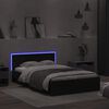 vidaXL Bed Frame with Headboard and LED Black 120x190 cm Small Double