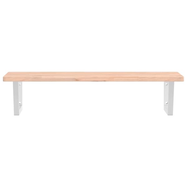 vidaXL Basin Shelf Wall Mounted Steel and Solid Wood Beech