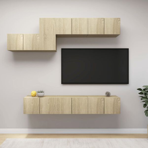 vidaXL 7 Piece TV Cabinet Set Sonoma Oak Engineered Wood
