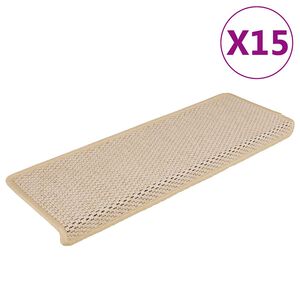vidaXL Stair Mat | Set of 15 | Cream