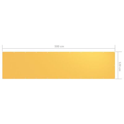 vidaXL Balcony Screen Yellow 120x500 cm Oxford Fabric