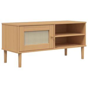 vidaXL TV Cabinet SENJA Rattan Look Brown 106x40x49cm Solid Wood Pine