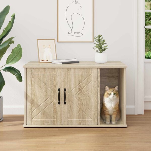 vidaXL Cat House Sonoma 85 x 55 x 50 cm Engineered Wood