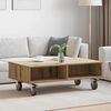 vidaXL Side Table with Wheels Artisan Oak 90 x 50 x 30 cm