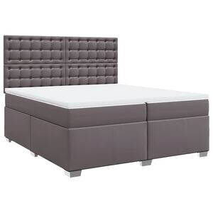 vidaXL Box Spring Bed with Mattress Grey 200x200 cm Faux Leather