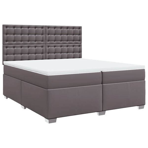vidaXL Box Spring Bed with Mattress Grey 200x200 cm Faux Leather