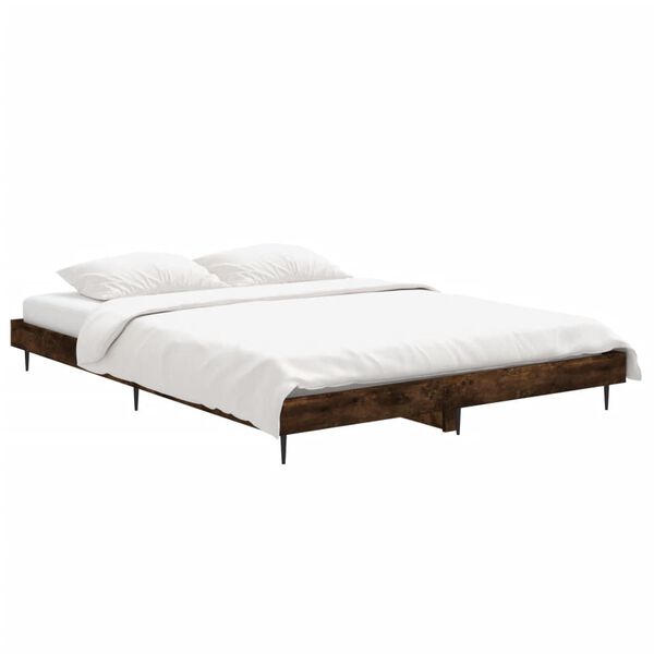 vidaXL Bed Frame without Mattress Smoked Oak 135x190 cm Double Engineered Wood