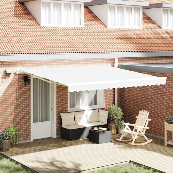 vidaXL Retractable Awning Manual White 400 x 300 cm Fabric and Steel