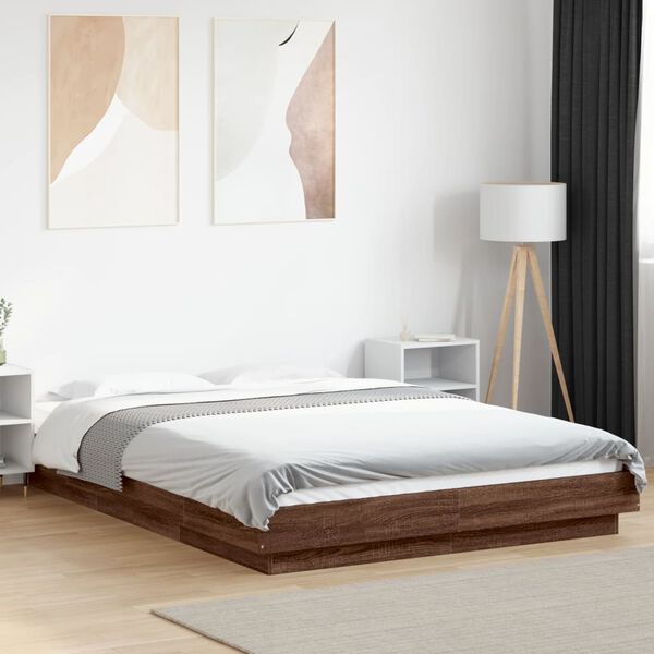 vidaXL Bed Frame without Mattress Brown Oak 140x190 cm
