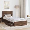 vidaXL Storage Bed with Drawer Brown Oak 90 x 190 cm Engineered Wood