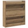 vidaXL Shoe Cabinet Smoked Oak 80x21x87.5 cm Engineered Wood
