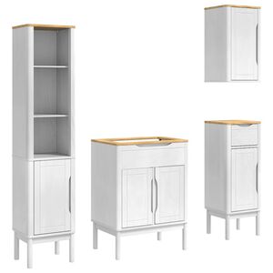 vidaXL Bathroom Furniture Set FLORO 4 pcs White Solid Pine Wood