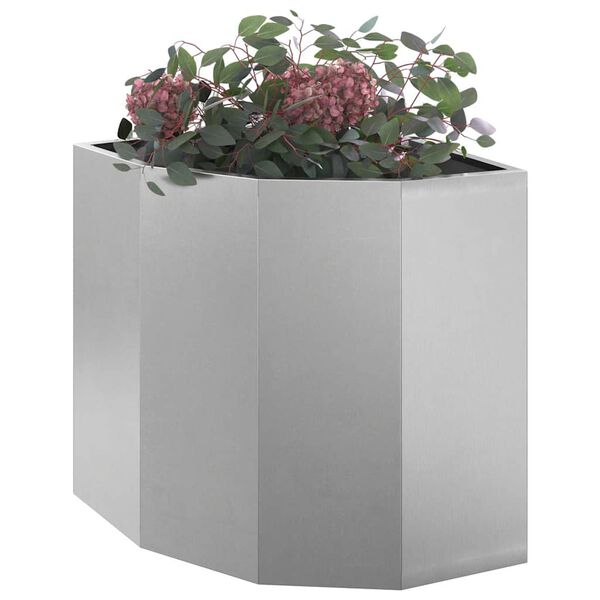 vidaXL Corner Planter Silver 45 x 45 x 50 cm Stainless steel
