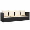 vidaXL Outdoor Lounge Bed with Cushions Black Poly Rattan