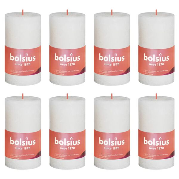 Bolsius Rustic Pillar Candles Shine 8 pcs 100x50 mm Soft Pearl