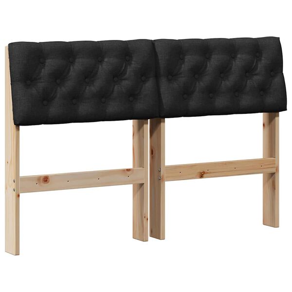 vidaXL Upholstered Headboard Black 120 cm Solid Pine Wood