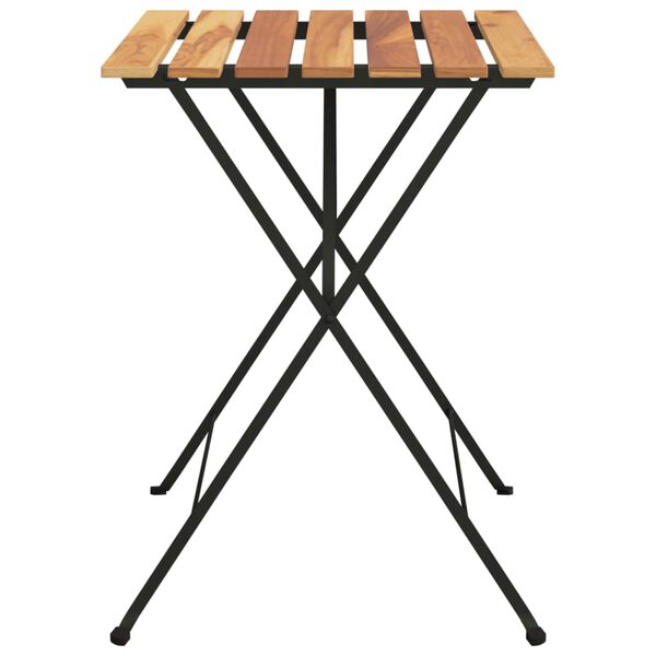 vidaXL Folding Bistro Table 55x54x71 cm Solid Wood Teak and Steel