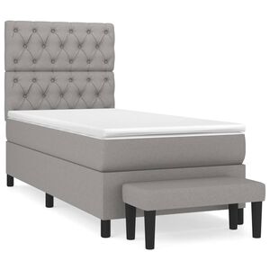 vidaXL Box Spring Bed with Mattress Light Grey 80x200 cm Fabric