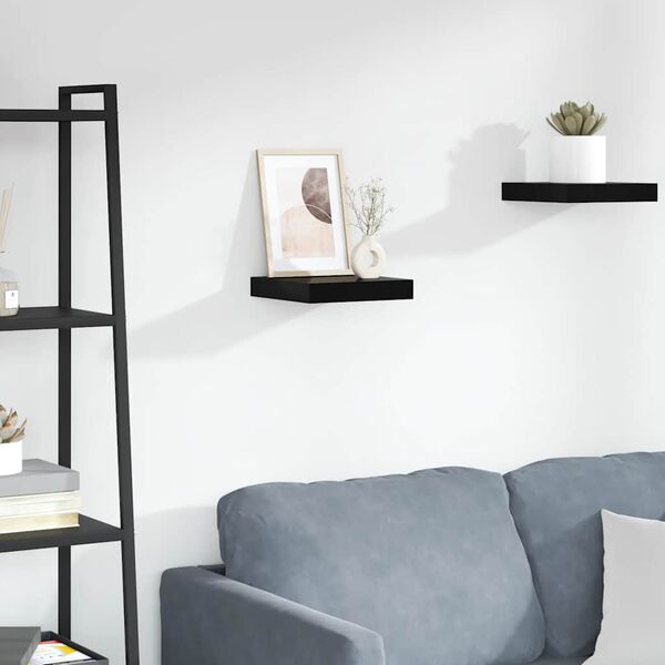 vidaXL Floating Wall Shelf High Gloss Black 23x23.5x3.8 cm MDF