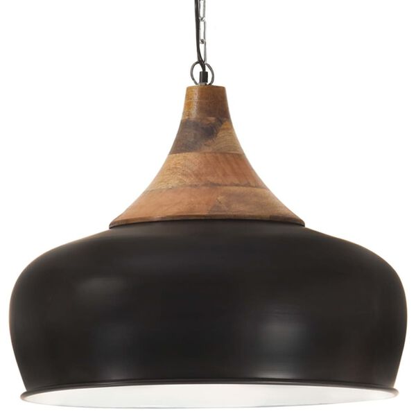 vidaXL Industrial Hanging Lamp Black Iron & Solid Wood 45 cm E27