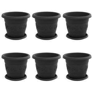 vidaXL Plant Pots 6 pcs Black &Oslash; 22 x 18 cm Plastic