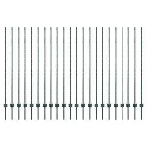 vidaXL Embedded Fence Post 22 pcs Green 200 cm Powder-Coated Steel