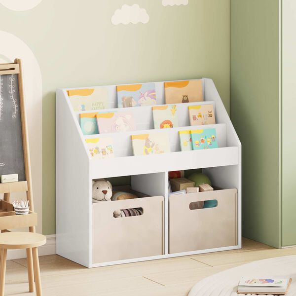 vidaXL Kids Bookshelf High Gloss White 72.5 x 29.5 x 69 cm