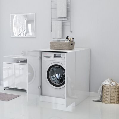 vidaXL Washing Machine Cabinet High Gloss White 71x71.5x91.5 cm