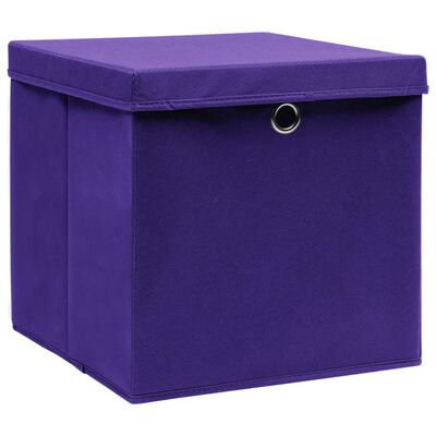 vidaXL Storage Boxes with Lids 4 pcs Purple 32x32x32 cm Fabric