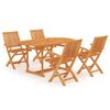 vidaXL 5 Piece Garden Dining Set Solid Teak Wood