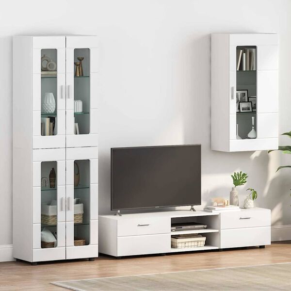 vidaXL Wall-mounted Cabinet High gloss white 55 x 29 x 100 cm