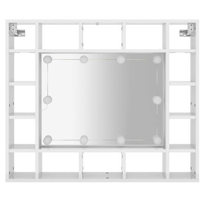 vidaXL Mirror Cabinet with LED High Gloss White 91x15x76.5 cm