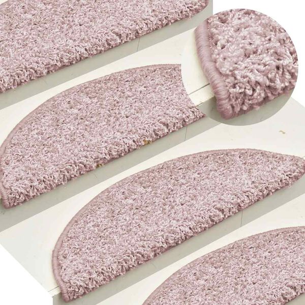 vidaXL Stair Mats 15 pcs 65x21x4 cm Light Pink Half Round Large