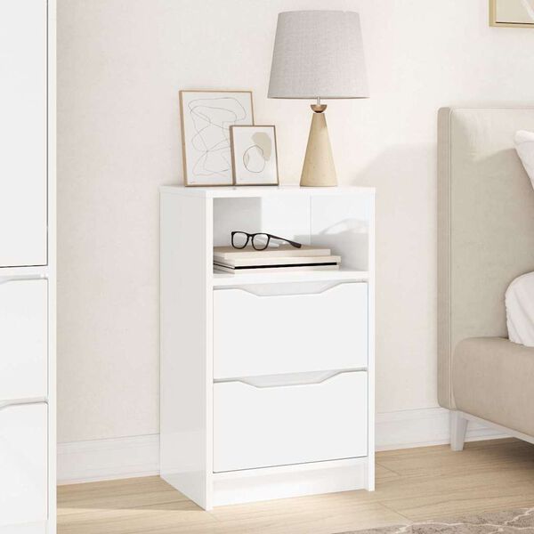 vidaXL Bedside Table High Gloss White 40 x 30 x 467 cm Engineered Wood