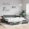 vidaXL Daybed with Trundle and Drawers Dark Grey 90x190 cm Fabric
