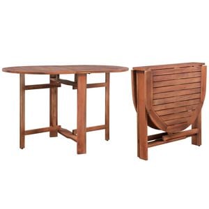 vidaXL Dining Table | Brown | Solid Acacia Wood | Medium | Foldable