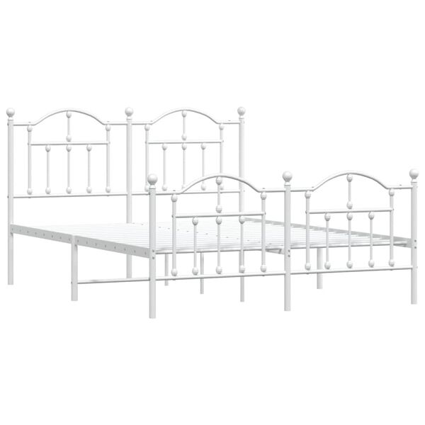 vidaXL Metal Bed Frame without Mattress with Footboard White 140x200cm