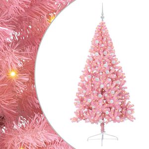 vidaXL Artificial Pre-lit Christmas Tree with 300 LEDs Pink 180 cm PVC