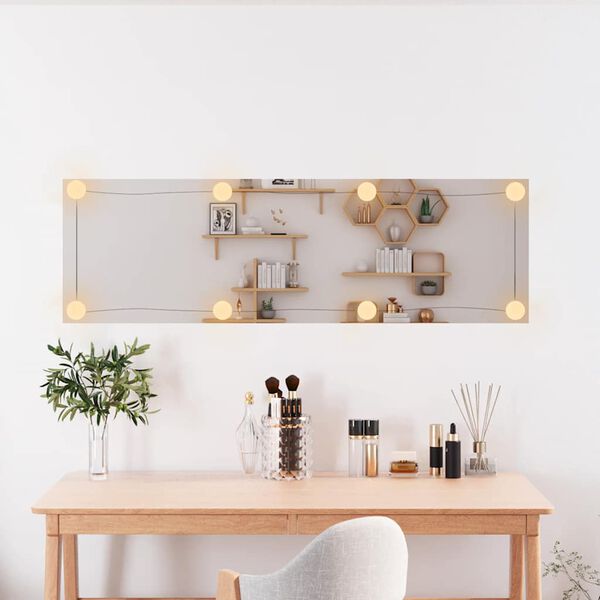 vidaXL Wall Mirror with LED Lights 30x100 cm Glass Rectangle