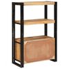 vidaXL Bookshelf with Doors Brown Solid Rough Mango Wood and Metal