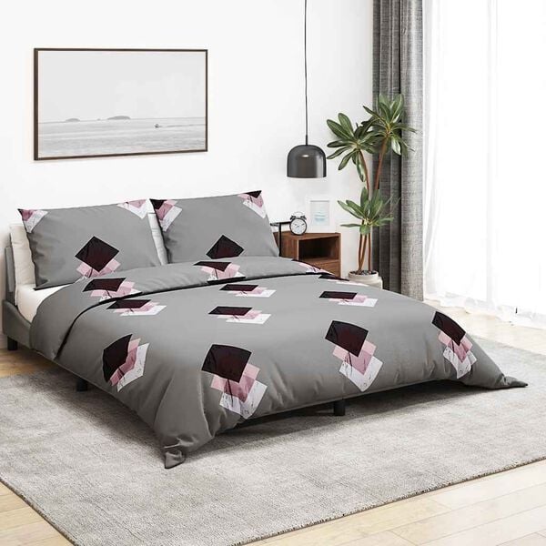 vidaXL Duvet Cover Set Grey 155x220 cm Cotton