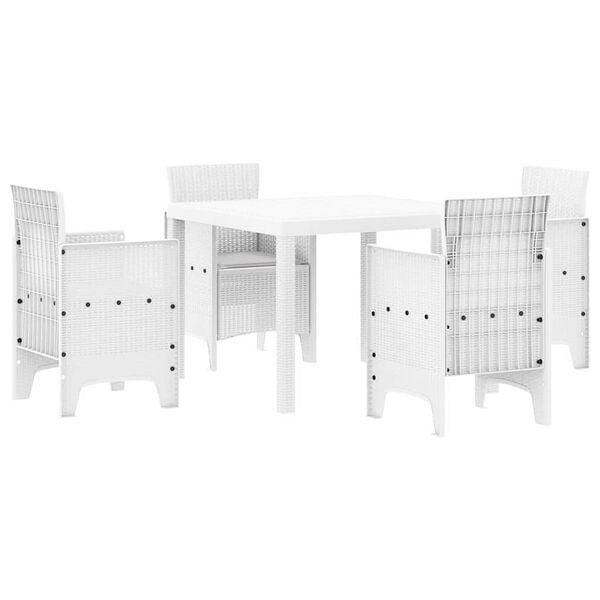 vidaXL Garden Dining Set 5 pcs White Polt rattan